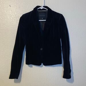 Banana Republic Black Velvet Blazer One Button Cotton Size 0 XS